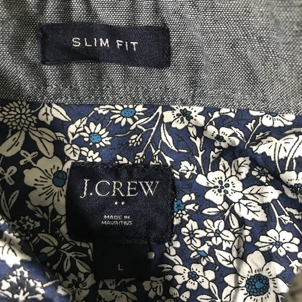 J CREW BLUE FLORAL SHIRT LONG SLEEVE BUTTON MENS LARGE